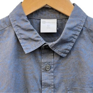 B‎ Collection Boys Short Sleeve Button Down Shirt Blue Print On Gray AUS Size 12